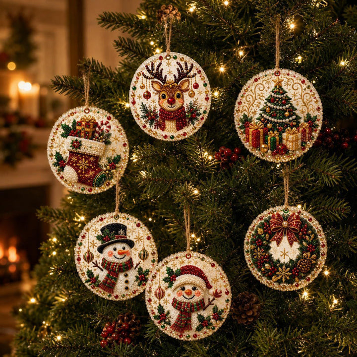 Drewniane bombki z diamentowym wzorem