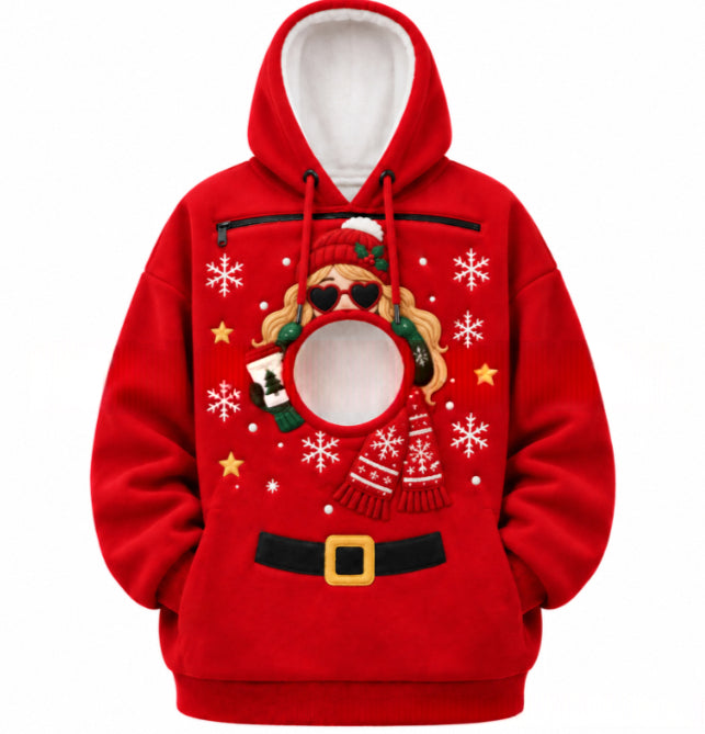 Bluza świąteczna z kotem w przedniej kieszonce