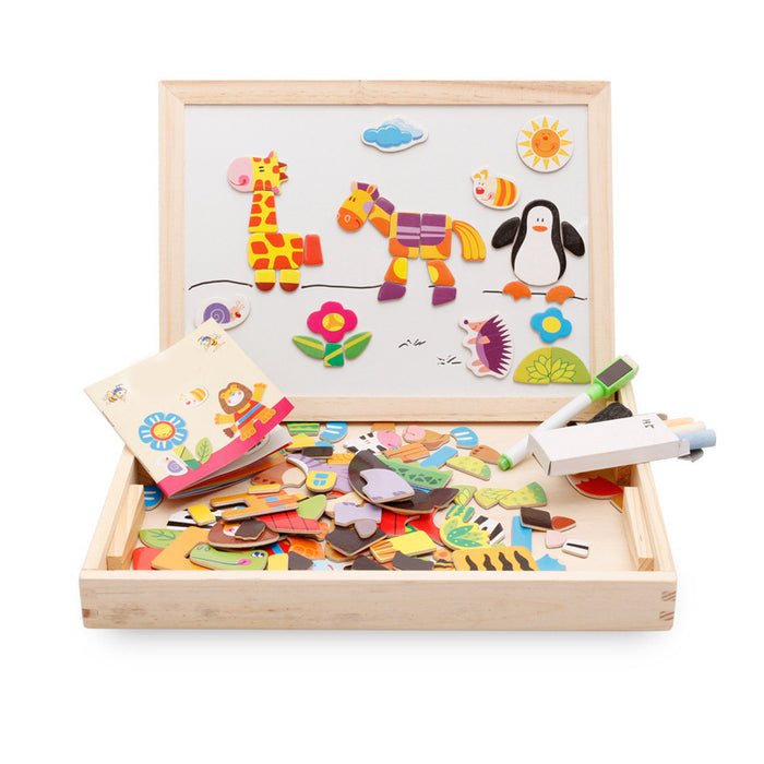 Kramano  Drewniana tablica magnetyczna z puzzlami zwierzątek