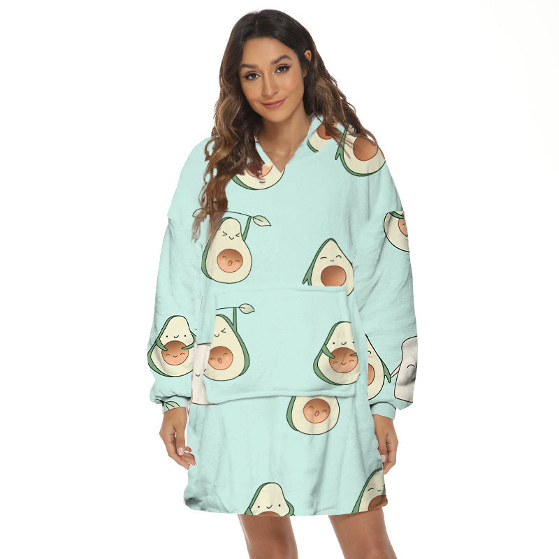Flanelowa bluza-koc oversize z kapturem