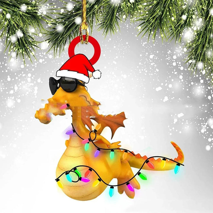 Akrylowa zawieszka na choinkę dinozaur i smocze jajo – 8 cm