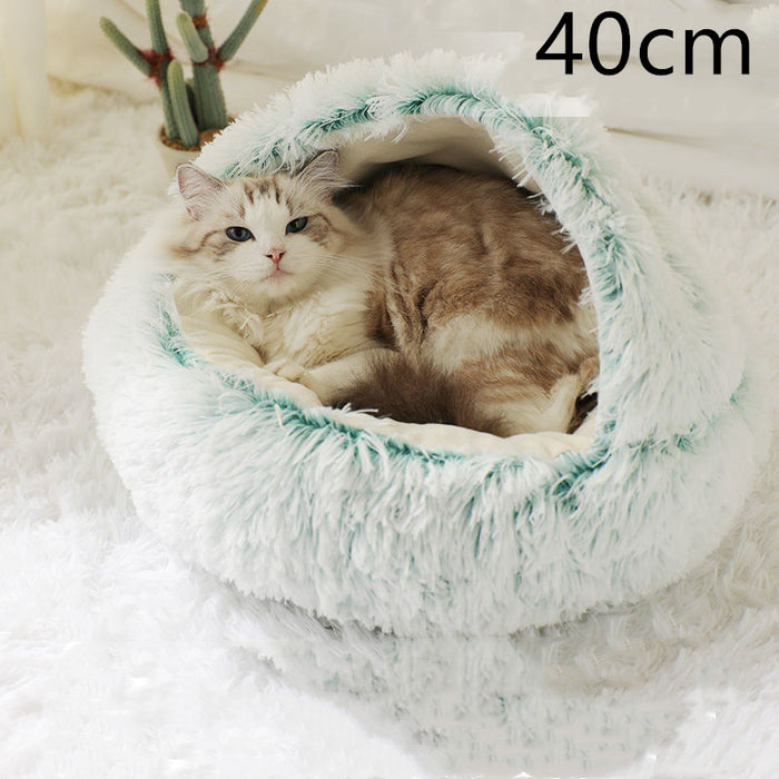 Kramano  Pluszowe legowisko 2 w 1 dla kota i psa z kapturem, 40–65 cm