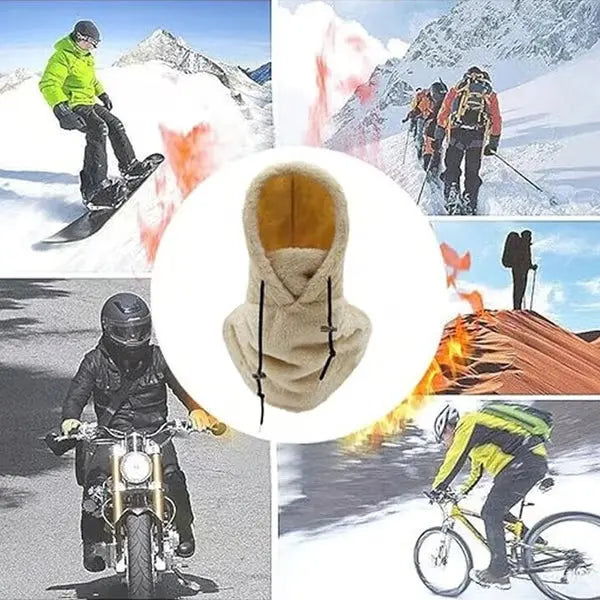 Wiatroszczelna kominiarka z kapturem sherpa i ściągaczem