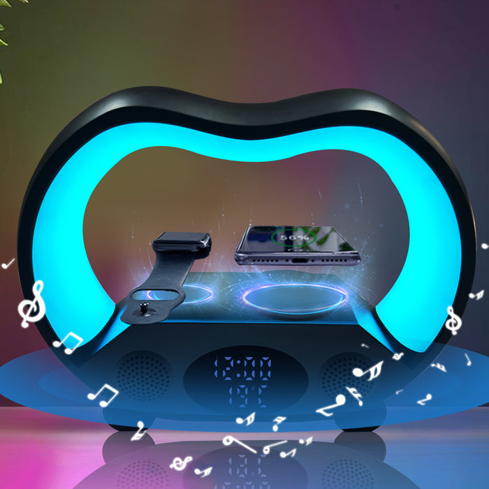 Kramano  Lampa RGB 6w1 z głośnikiem i ładowarką bezprzewodową