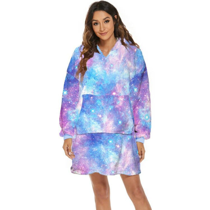 Flanelowa bluza-koc oversize z kapturem