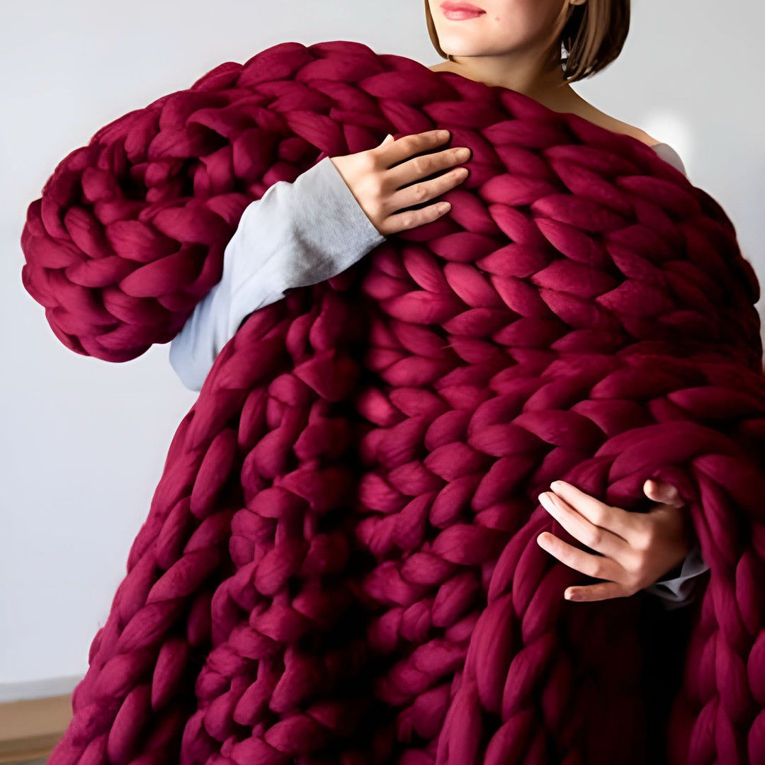 Kramano™ Dziergany koc w stylu handmade na sofę i łóżko