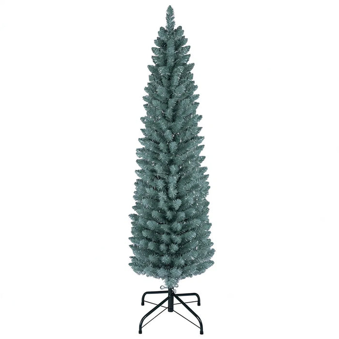 Kramano  Oszroniona choinka slim 152 cm ze srebrnymi igłami