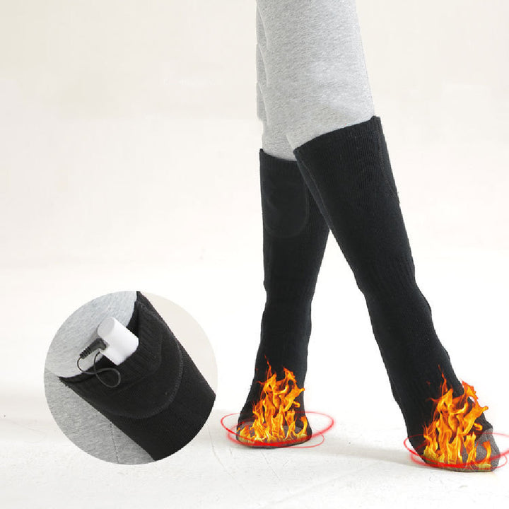 Czarno-szare podgrzewane skarpety bawełniane z USB