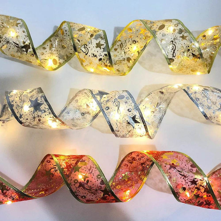 Kramano™ Dwuwarstwowa wstążka świąteczna z 50 lampkami LED
