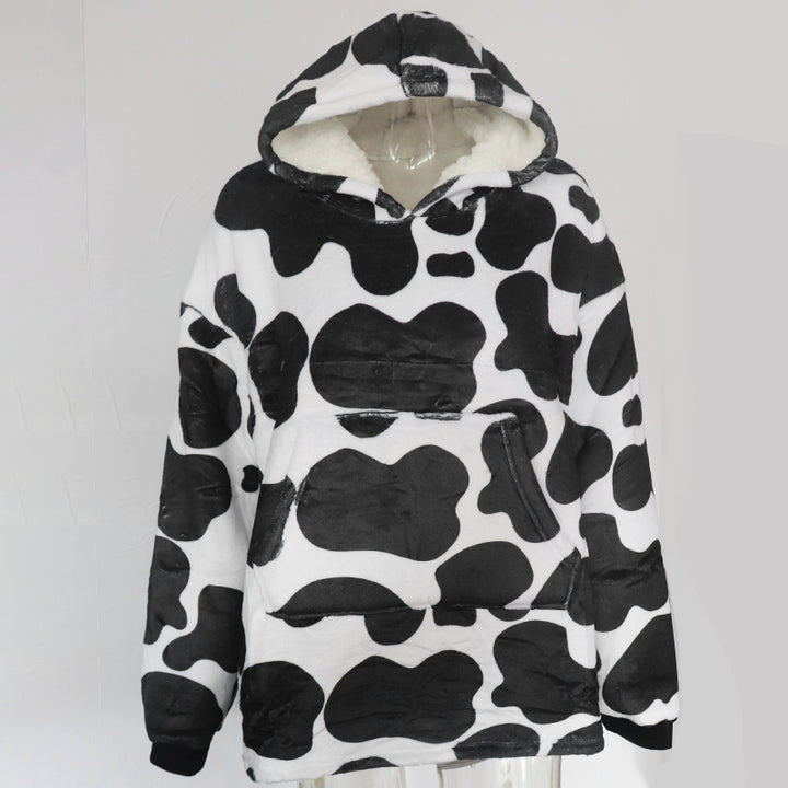 Flanelowa bluza-koc oversize z kapturem