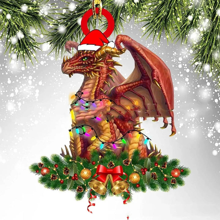 Akrylowa zawieszka na choinkę dinozaur i smocze jajo – 8 cm