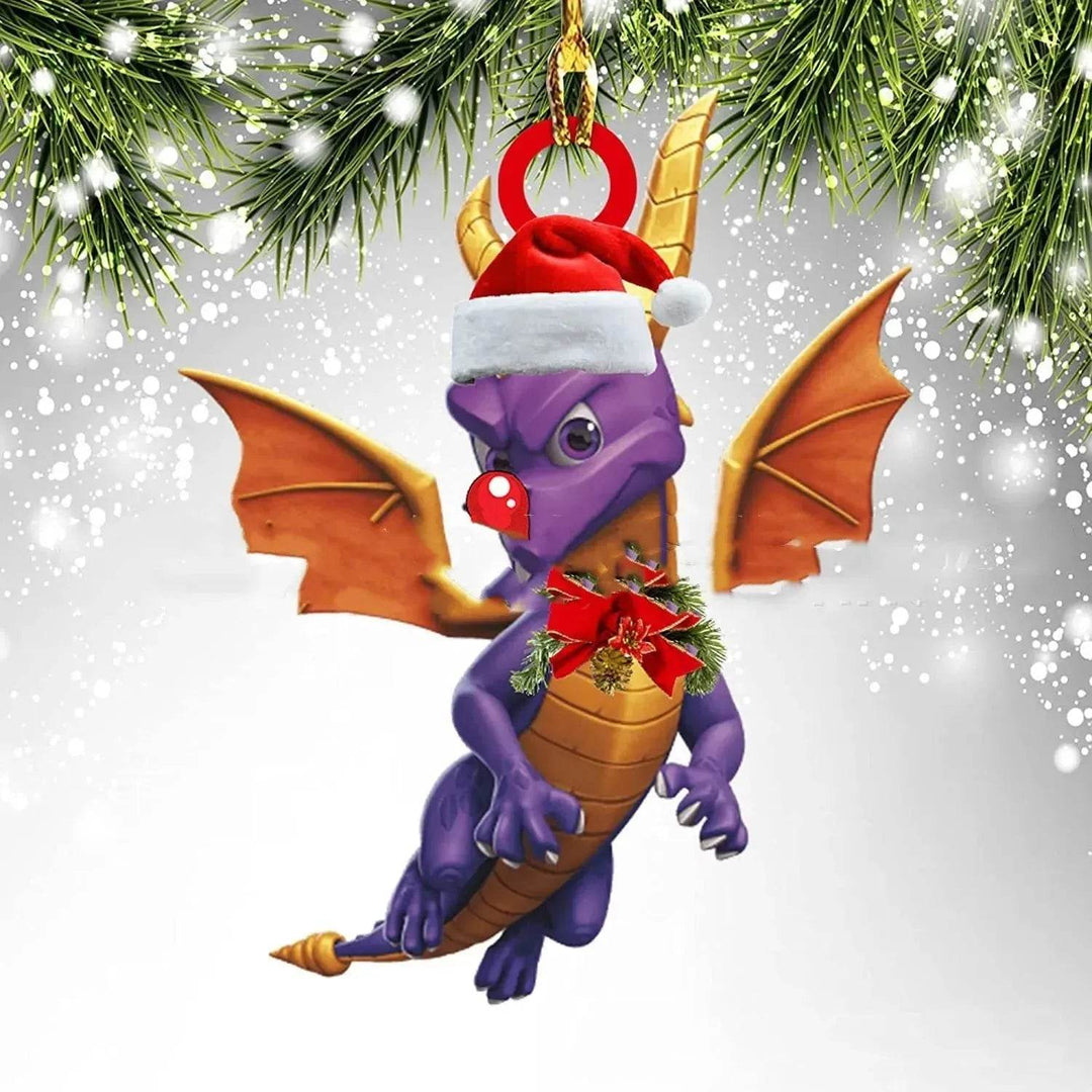 Akrylowa zawieszka na choinkę dinozaur i smocze jajo – 8 cm