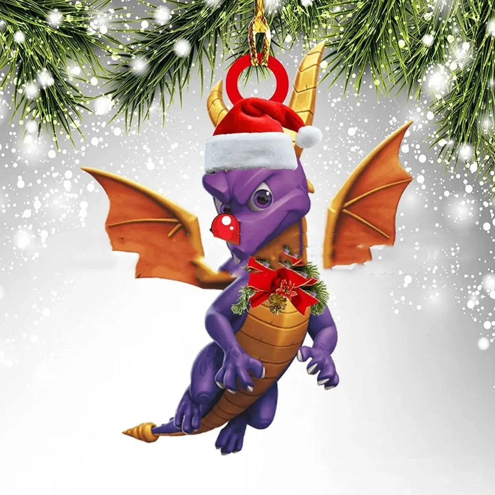 Akrylowa zawieszka na choinkę dinozaur i smocze jajo – 8 cm
