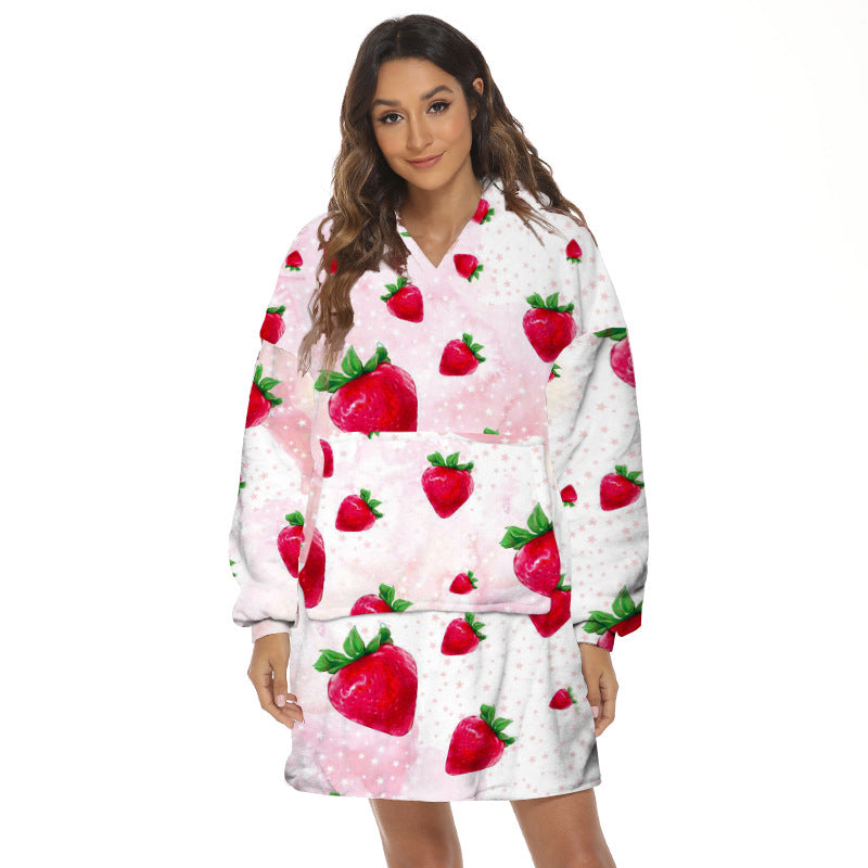 Flanelowa bluza-koc oversize z kapturem