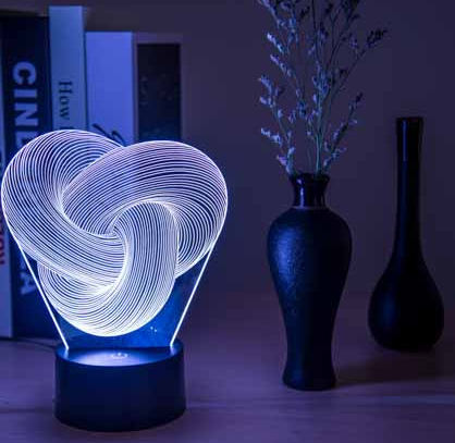 Kramano  Lampka 3D z akrylu w kształcie splecionej pętli