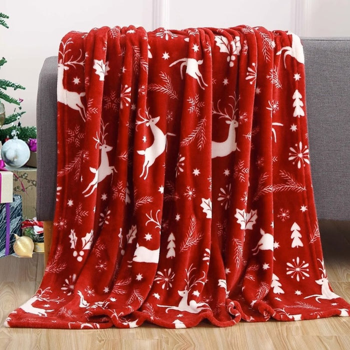 Kramano  Świąteczny koc flanelowy dwustronny w 8 wzorach