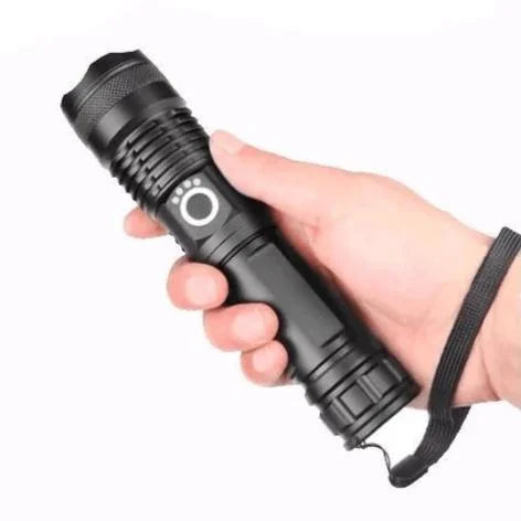 Kramano™ Latarka LED XHP50 akumulatorowa z zoomem i wskaźnikiem baterii