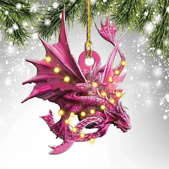 Akrylowa zawieszka na choinkę dinozaur i smocze jajo – 8 cm