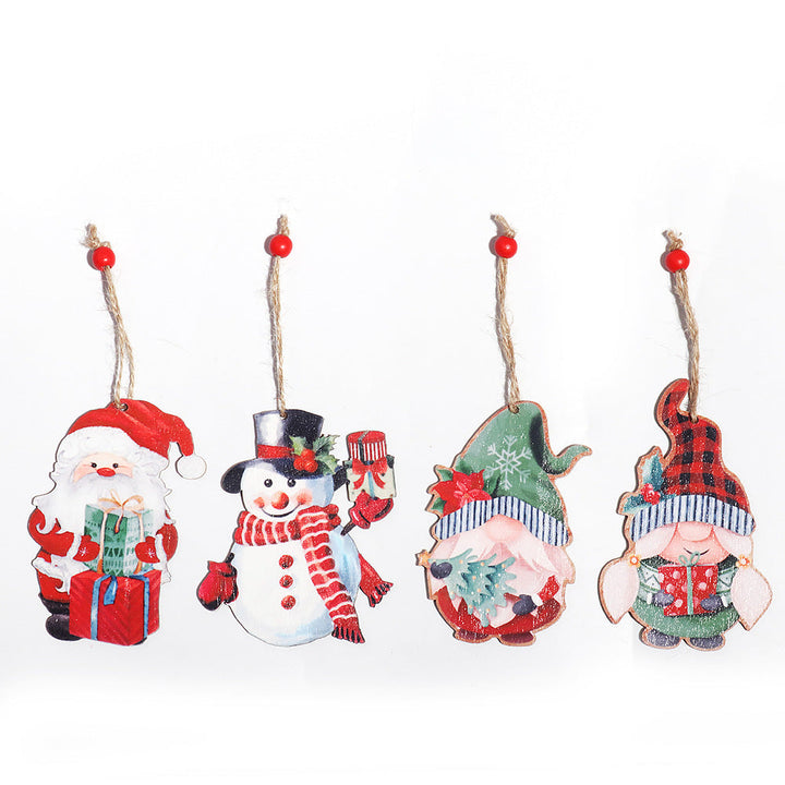 Drewniane zawieszki na choinkę w stylu vintage, para