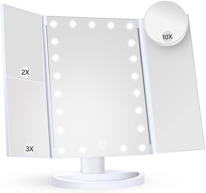 Kramano™ Składane lusterko do makijażu LED z powiększeniem 10x
