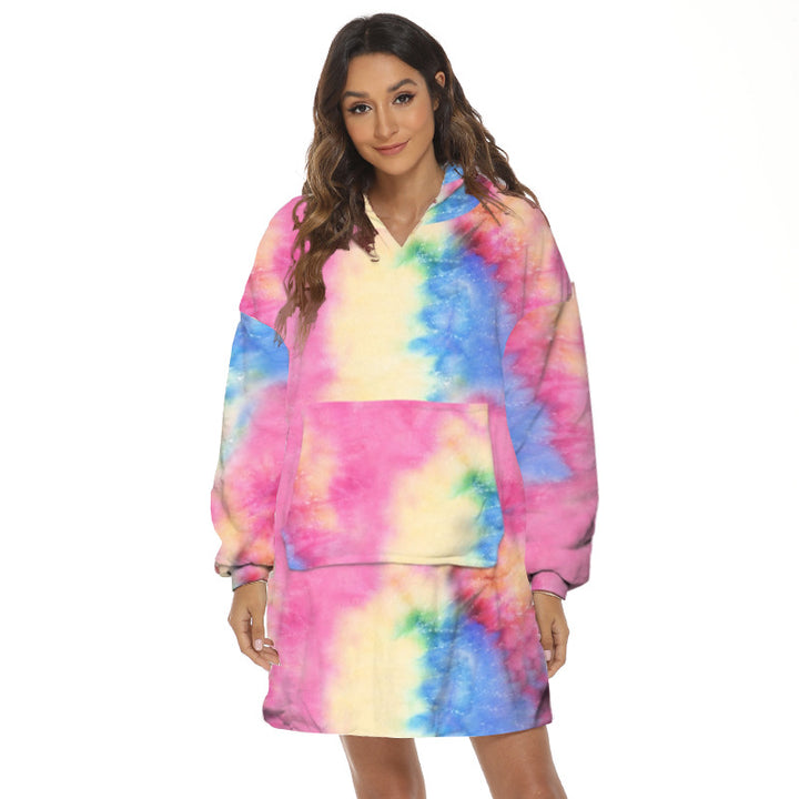 Flanelowa bluza-koc oversize z kapturem