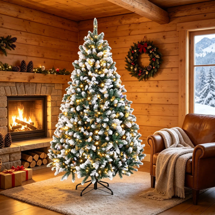 Choinka z białymi końcówkami i pilotem