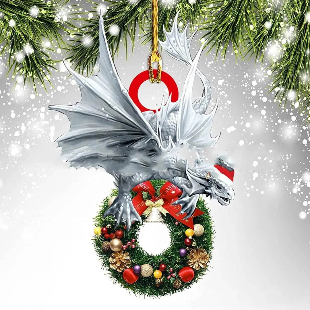 Akrylowa zawieszka na choinkę dinozaur i smocze jajo – 8 cm