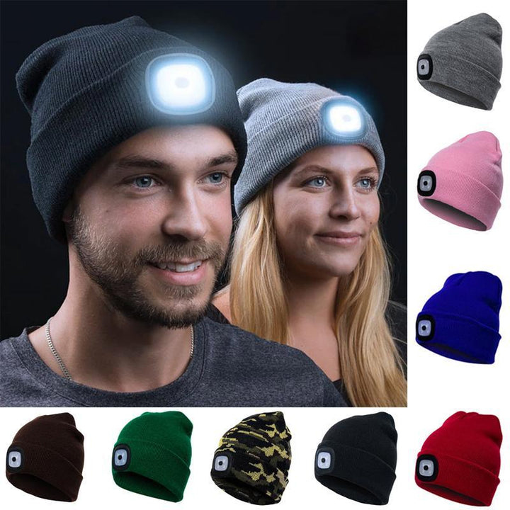 Czapka z latarką LED – dzianinowa czapka z oświetleniem