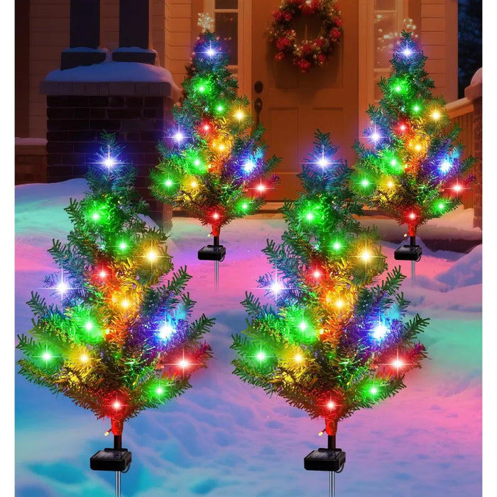 Kramano  Solarne choinki ogrodowe LED, 4 szt. 77 cm, kolorowe światło