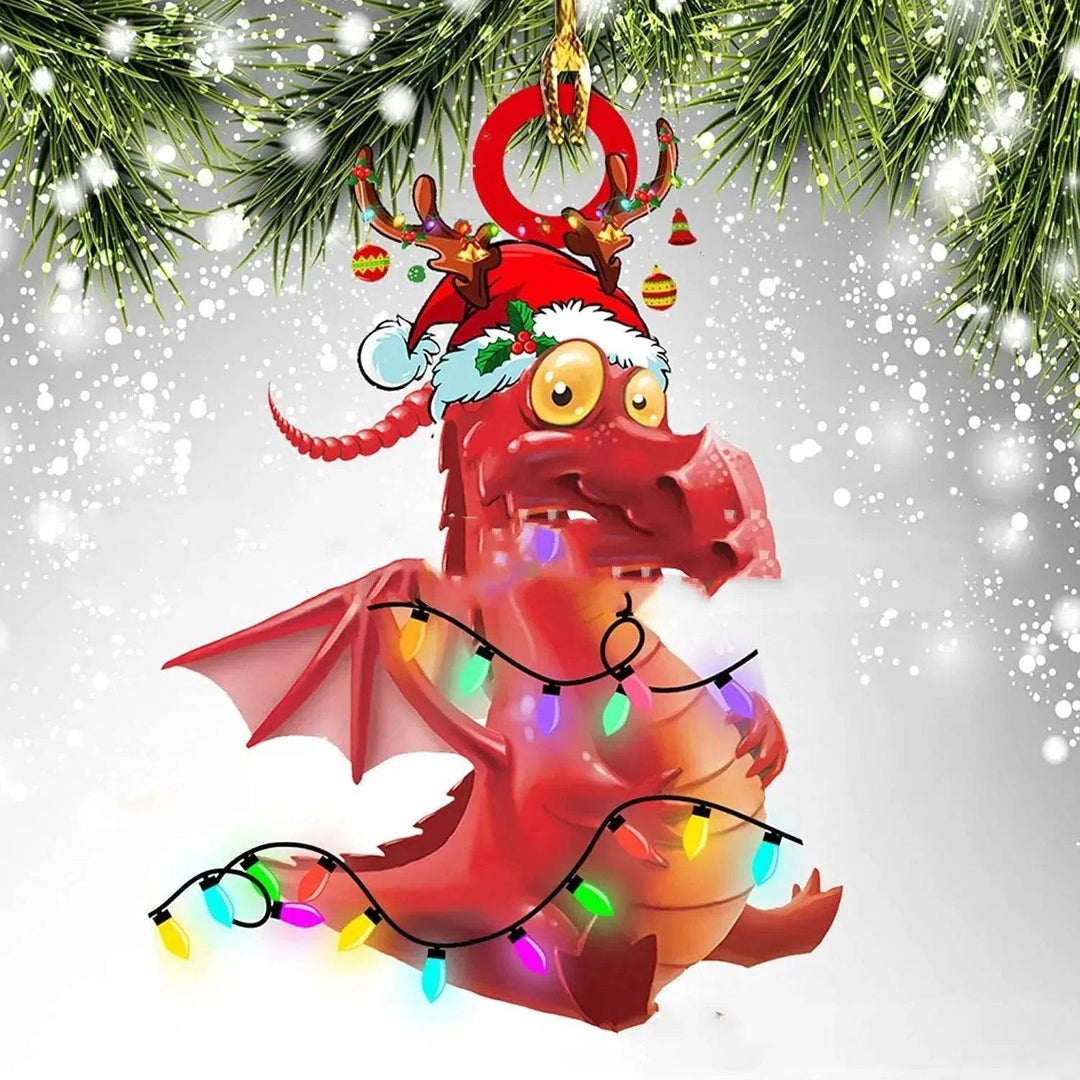 Akrylowa zawieszka na choinkę dinozaur i smocze jajo – 8 cm