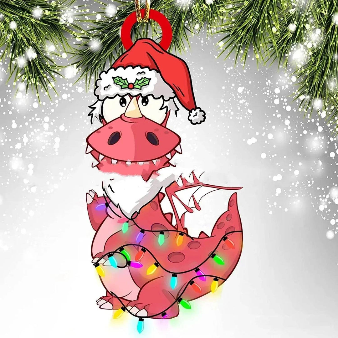 Akrylowa zawieszka na choinkę dinozaur i smocze jajo – 8 cm