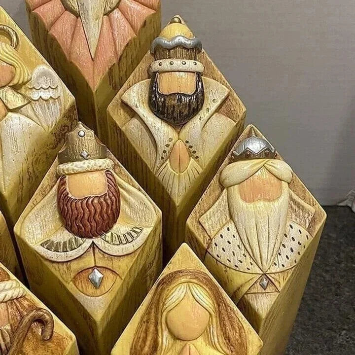 Szopka bożonarodzeniowa – 9 figur kolumnowych do domu i ogrodu
