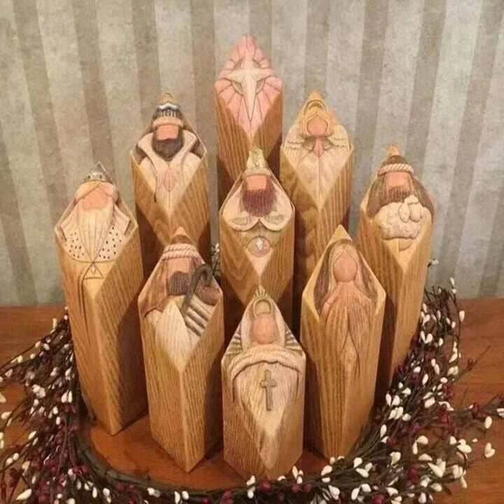Szopka bożonarodzeniowa – 9 figur kolumnowych do domu i ogrodu