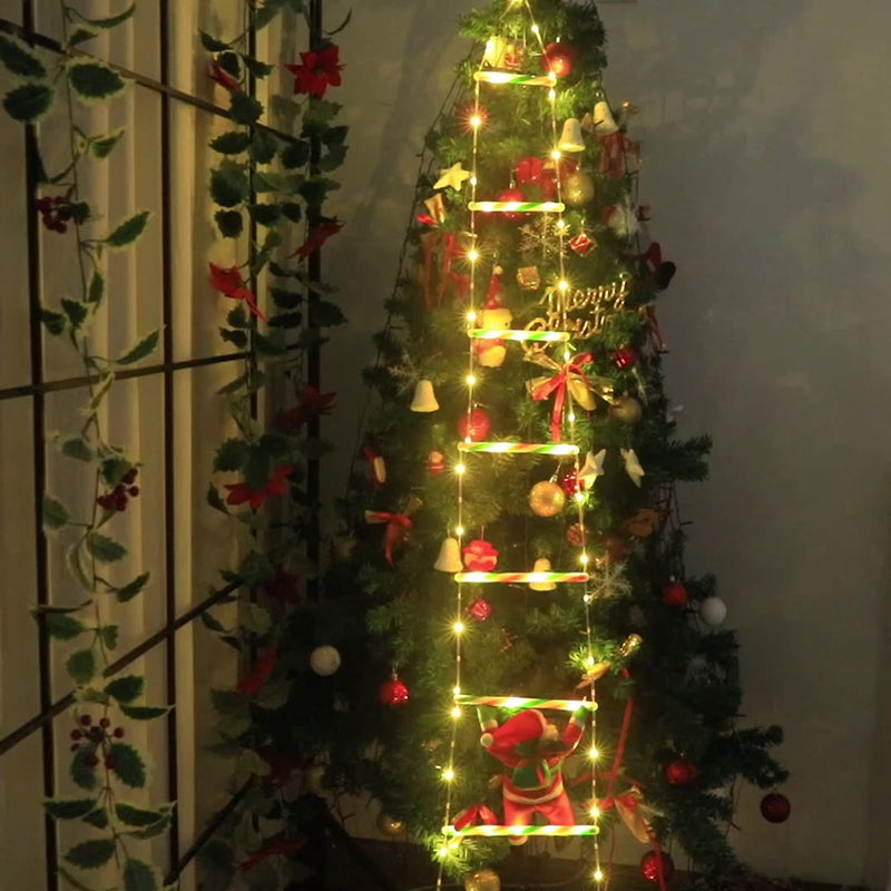 Kramano™ Mikołaj na drabinie LED z 8 trybami migania