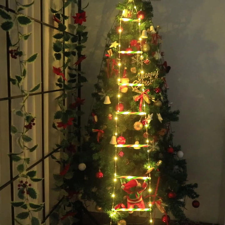Kramano™ Mikołaj na drabinie LED z 8 trybami migania