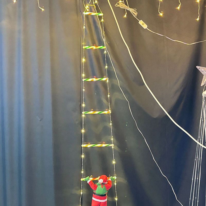 Kramano™ Mikołaj na drabinie LED z 8 trybami migania