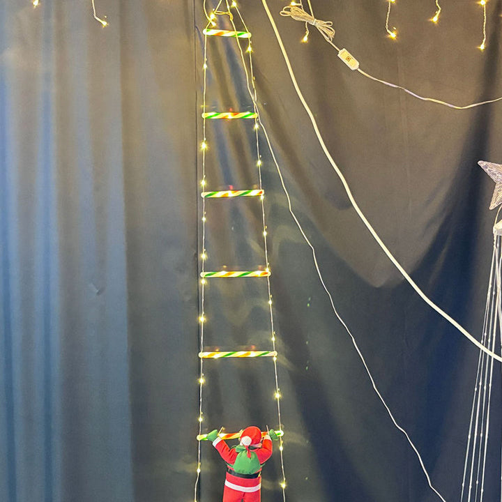 Kramano™ Mikołaj na drabinie LED z 8 trybami migania