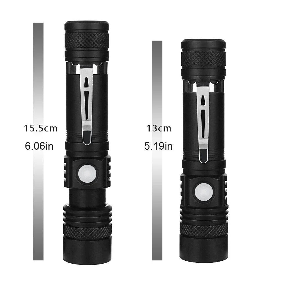 Bardzo jasna latarka LED na USB z zoomem i 4 trybami