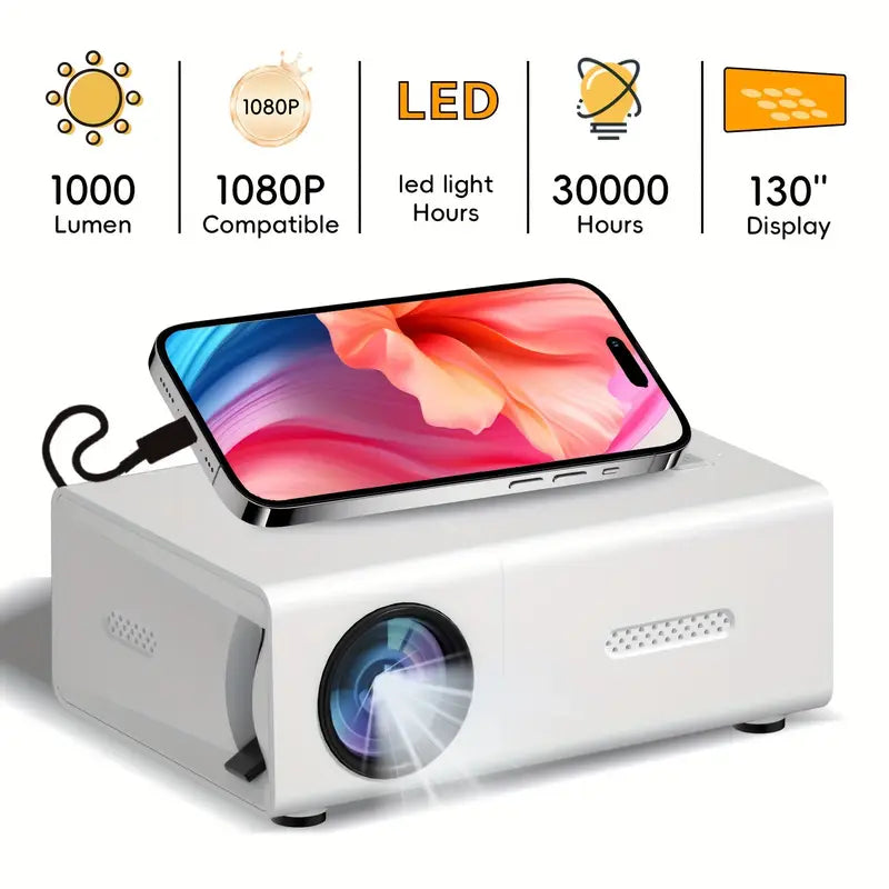 Kramano™ Przenośny mini projektor HD 720P z szybkim ostrzeniem i Wi-Fi