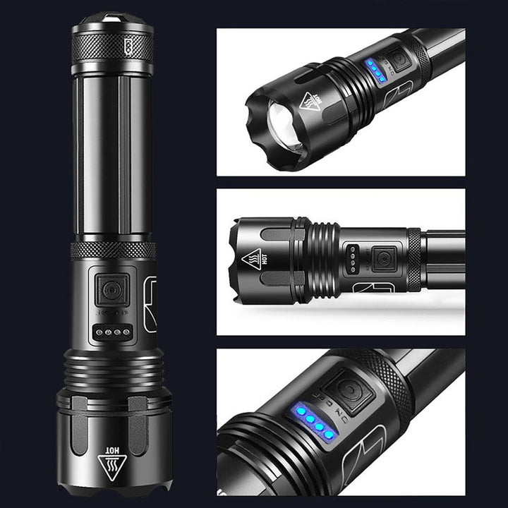 Wodoodporna latarka LED na USB z zoomem i 5 trybami