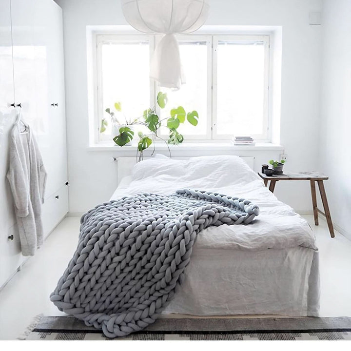 Kramano™ Dziergany koc w stylu handmade na sofę i łóżko