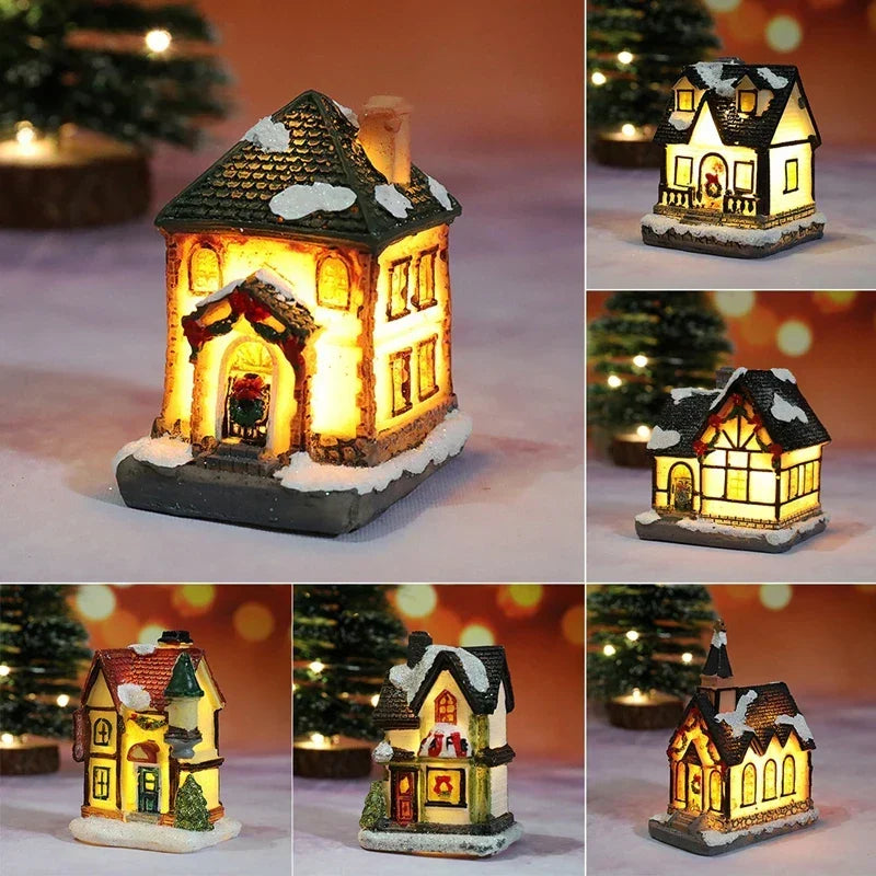 Podświetlany domek świąteczny LED z zaśnieżonym dachem