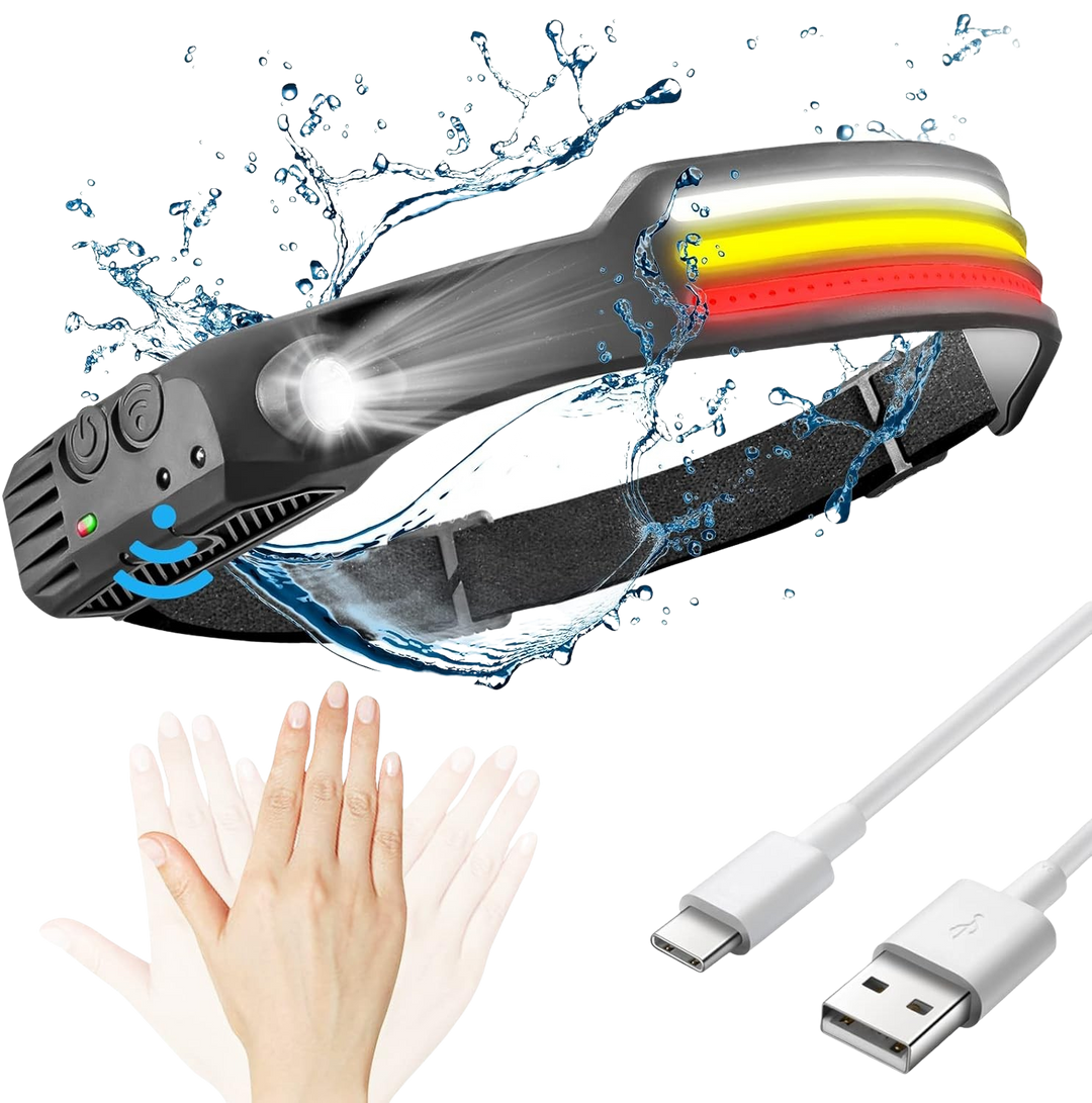 Kramano™ Latarka czołowa LED akumulatorowa z czujnikiem ruchu i kątem 230°