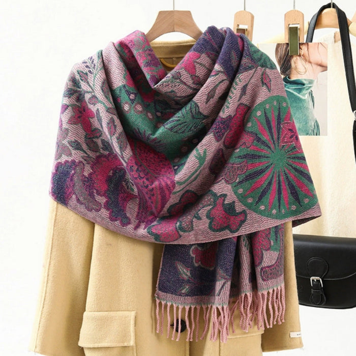 Kramano™ Szal pashmina w etniczny wzór – miękki i kolorowy