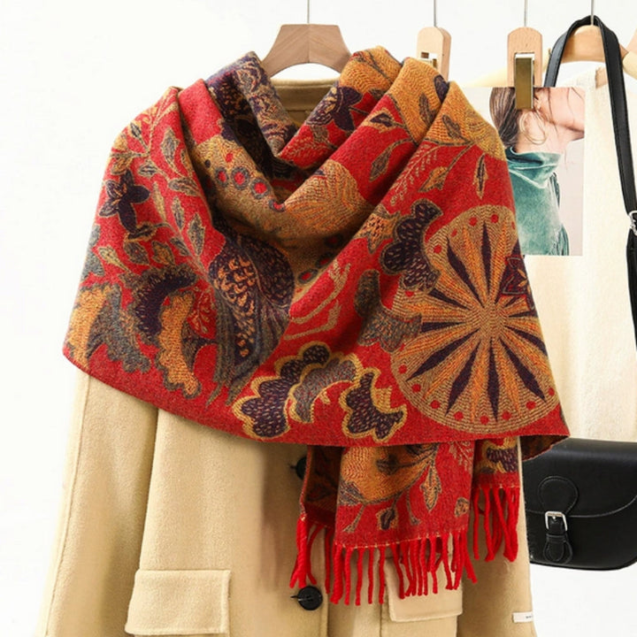 Szal pashmina w etniczny wzór – miękki i kolorowy