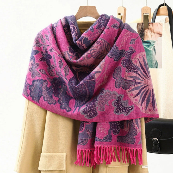 Szal pashmina w etniczny wzór – miękki i kolorowy