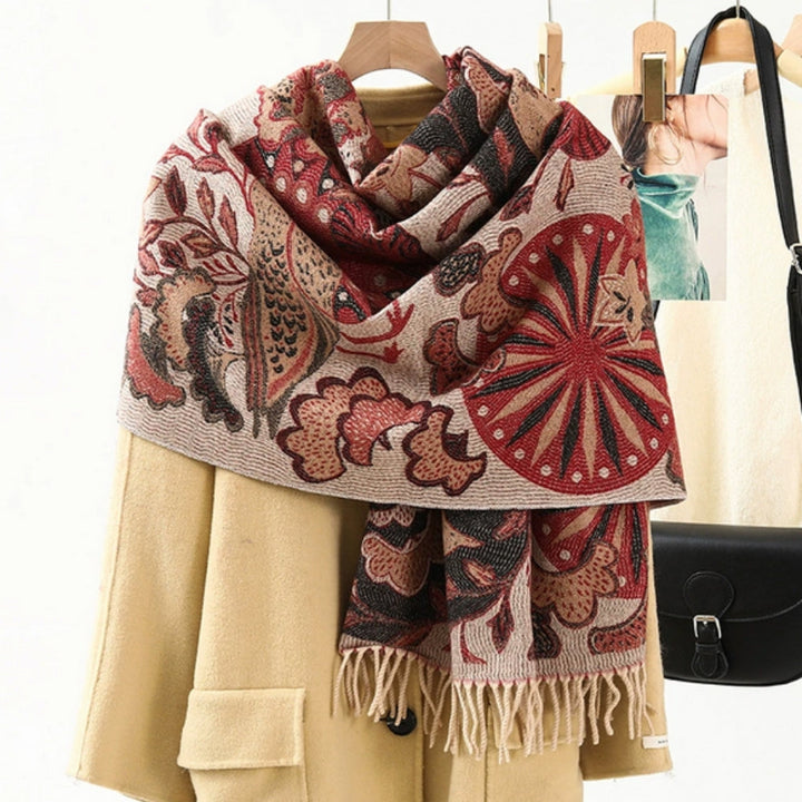 Szal pashmina w etniczny wzór – miękki i kolorowy