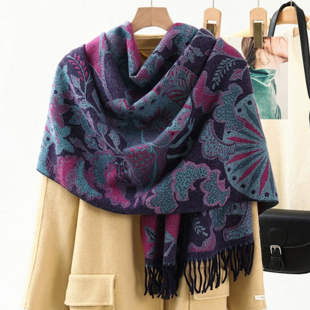 Szal pashmina w etniczny wzór – miękki i kolorowy