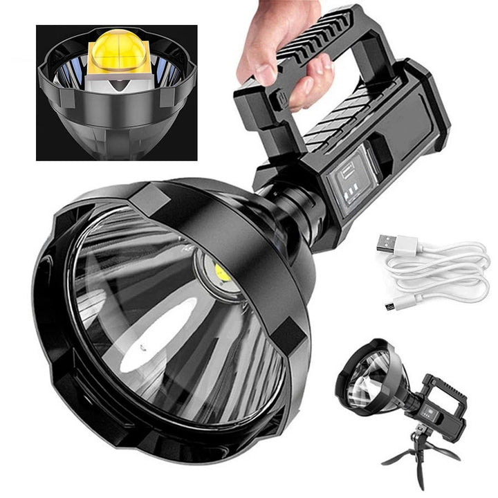 Bardzo mocna latarka LED z powerbankiem 8000 mAh i IPX5