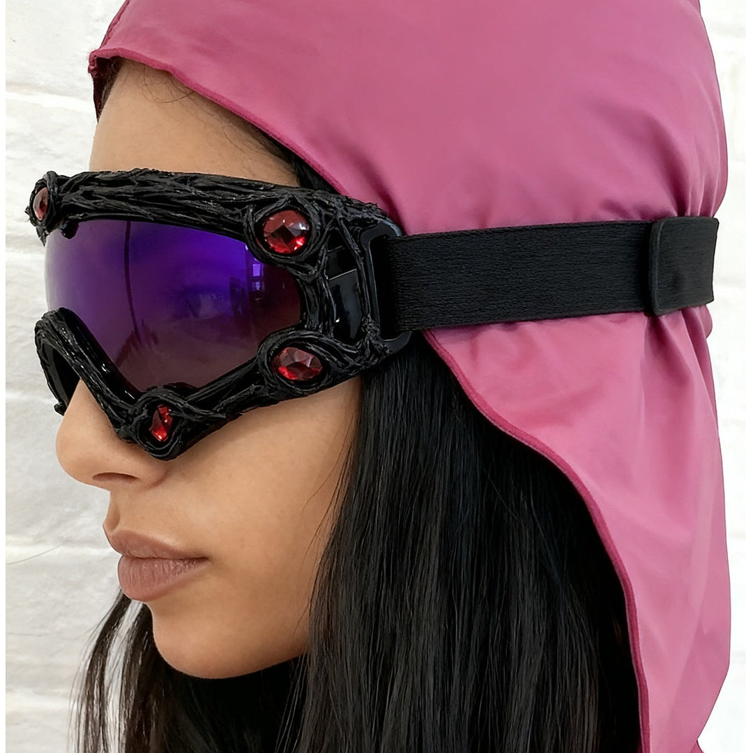 Futurystyczne damskie gogle narciarskie z filtrem UV pod kask